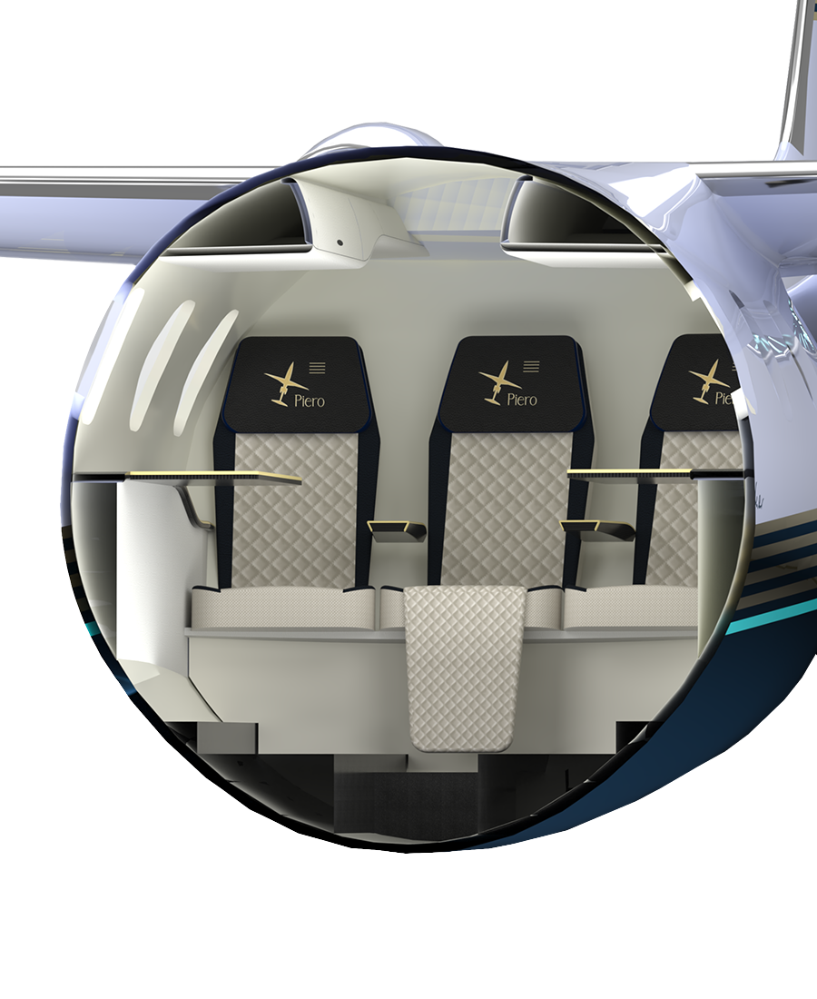 Front view of the Piero Jet III cabin