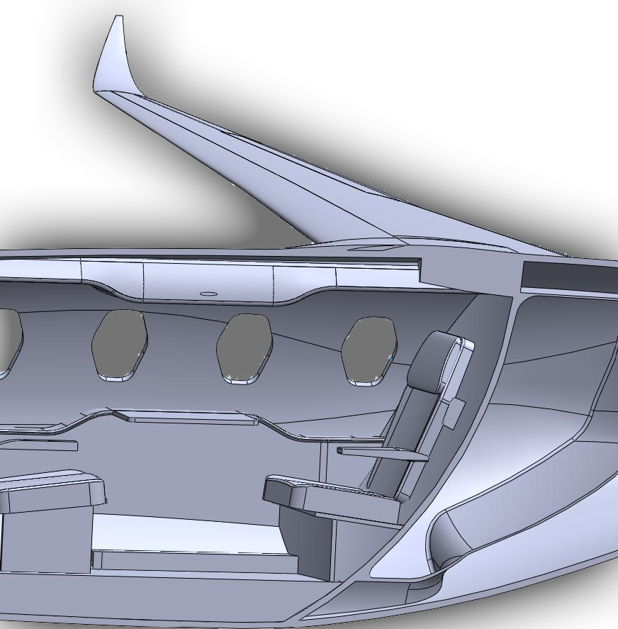 Interior integration of the coupled aircraft system