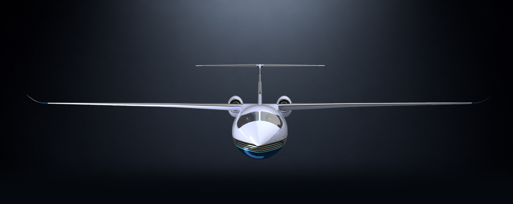 Front view of the Piero Jet III showing the high aspect ratio wing